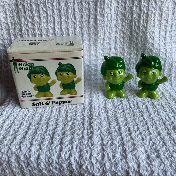 New deadstock Vintage Little Green Giant Salt And Pepper shaker set Green Giant - Picture 2 of 8